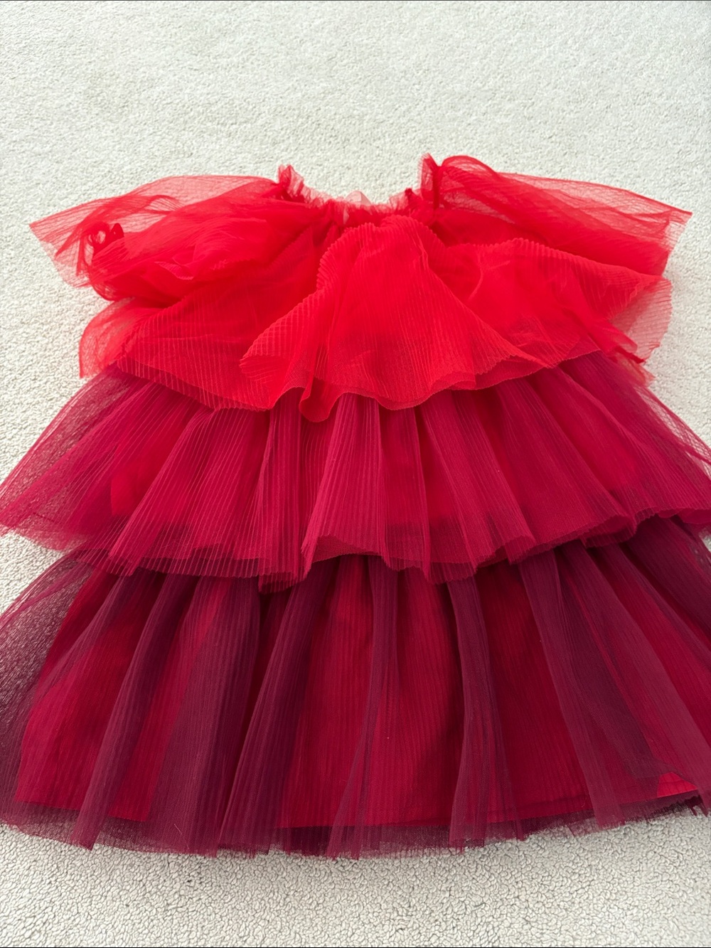 Festive Red Ombré Ruffled Dress